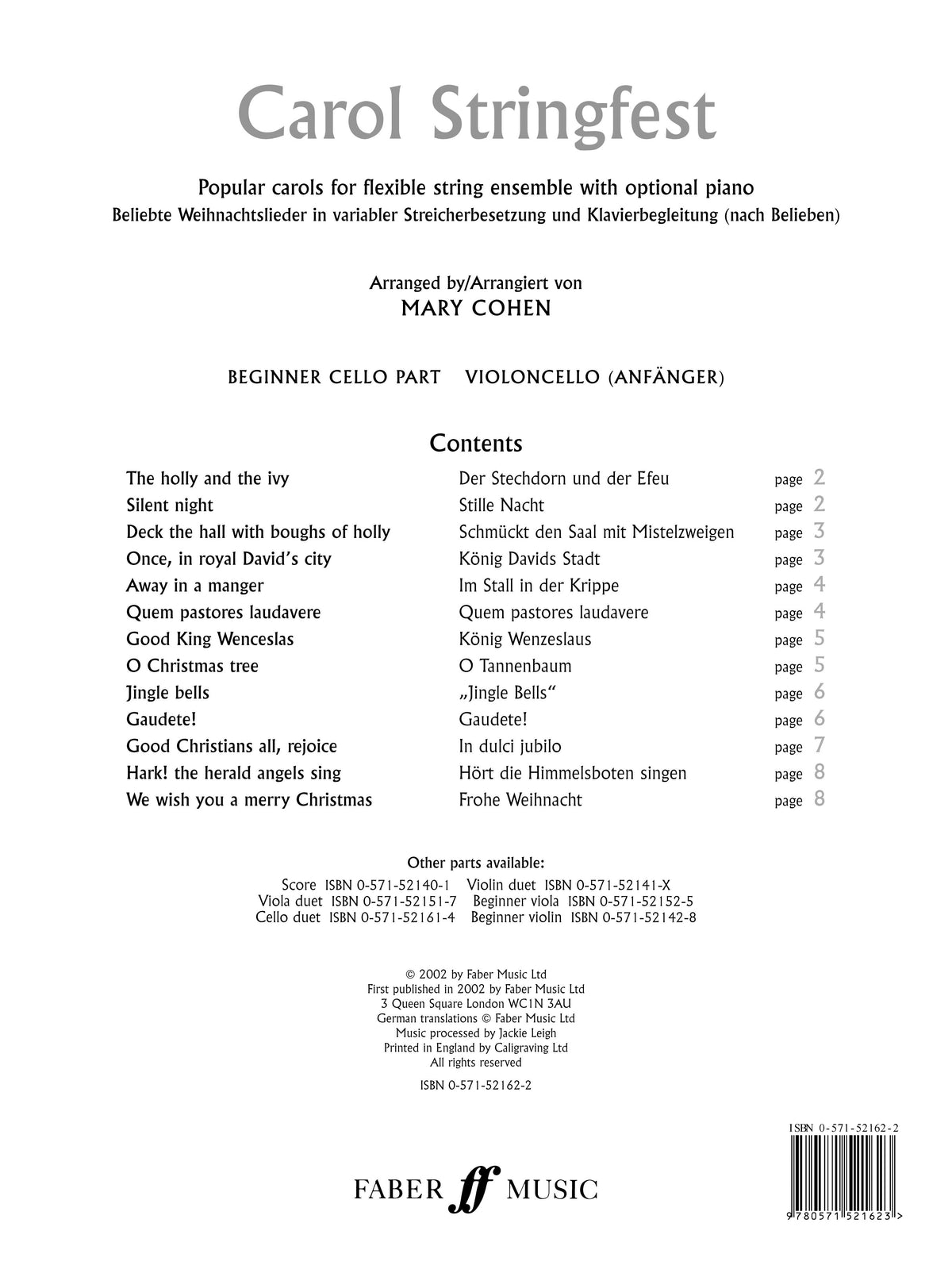 Cohen: Carol Stringfest (Beginner Cello) afbeelding 2