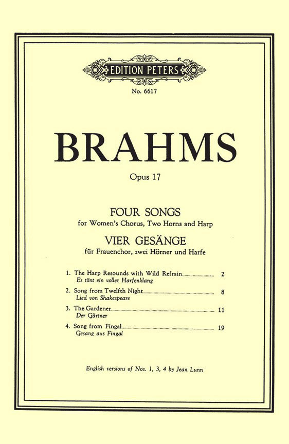 Johannes Brahms: 4 Gesänge für Frauenchor