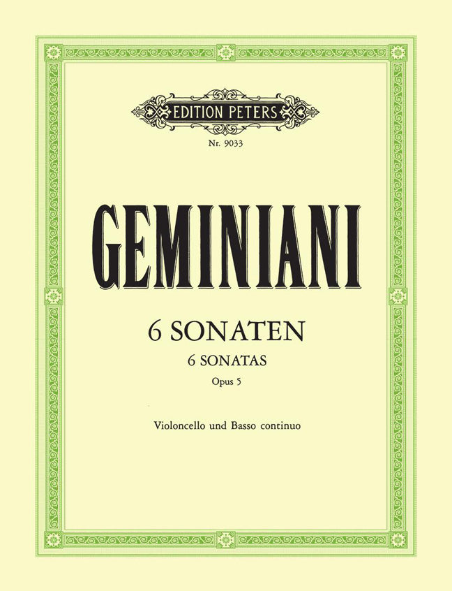 Franceso Geminiani: 6 Sonaten fur Violoncello und BC Opus 5.