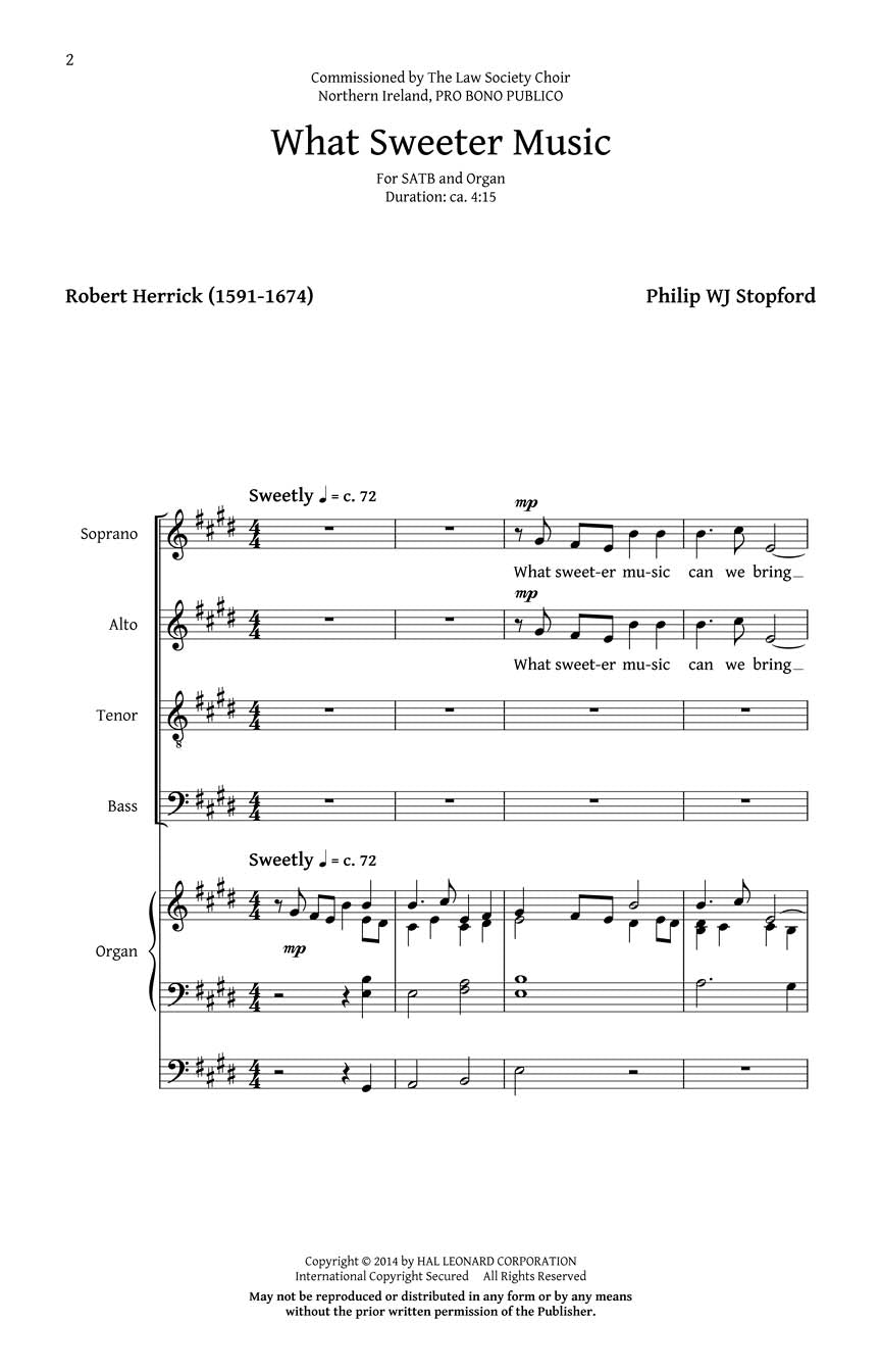 Philip Stopford: What Sweeter Music (SATB)
