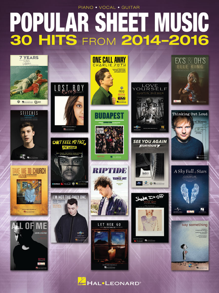 Popular Sheet Music – 30 Hits from 2014-2016 | Piano, zang en gitaar