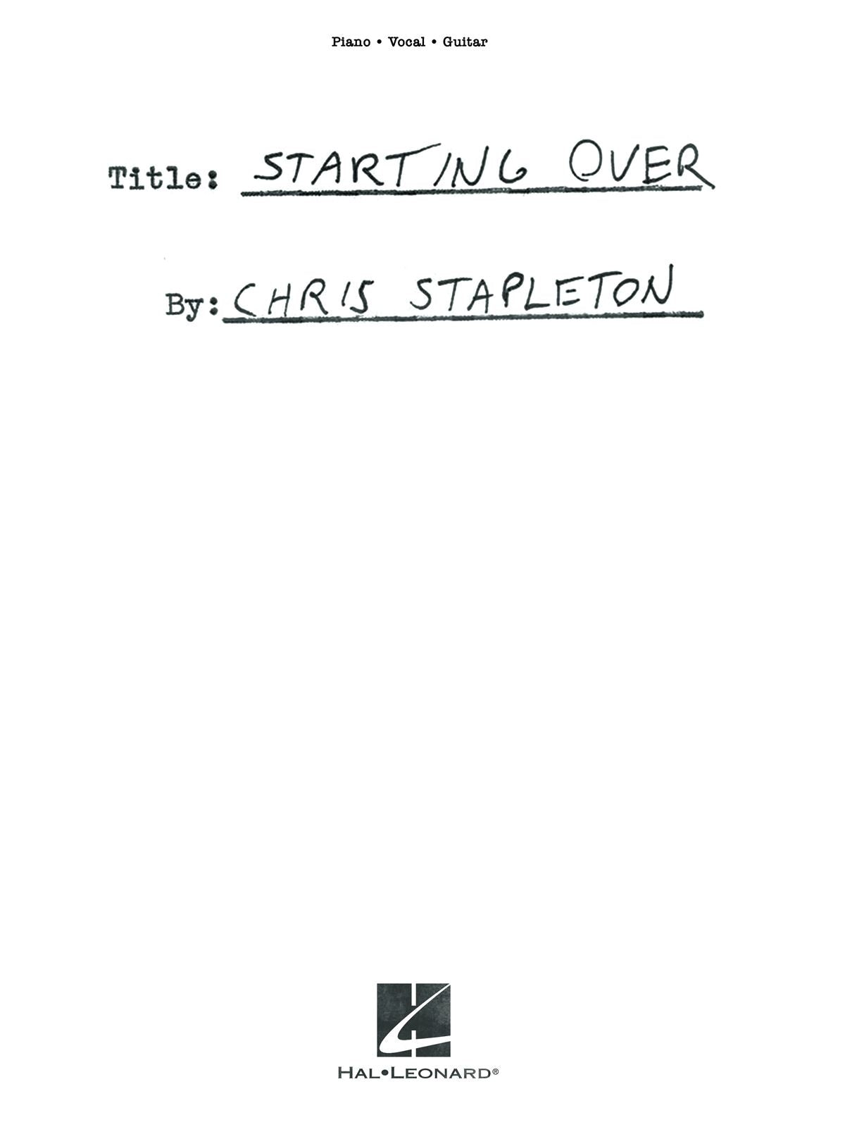 Chris Stapleton - Starting Over | Piano, zang en gitaar