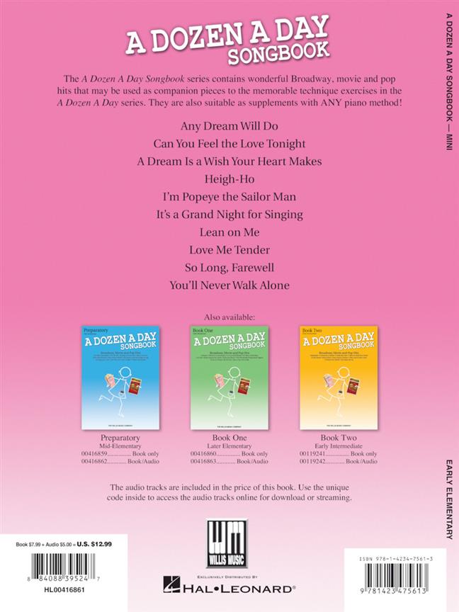 Burnam: A Dozen a Day Songbook - Mini (Piano)