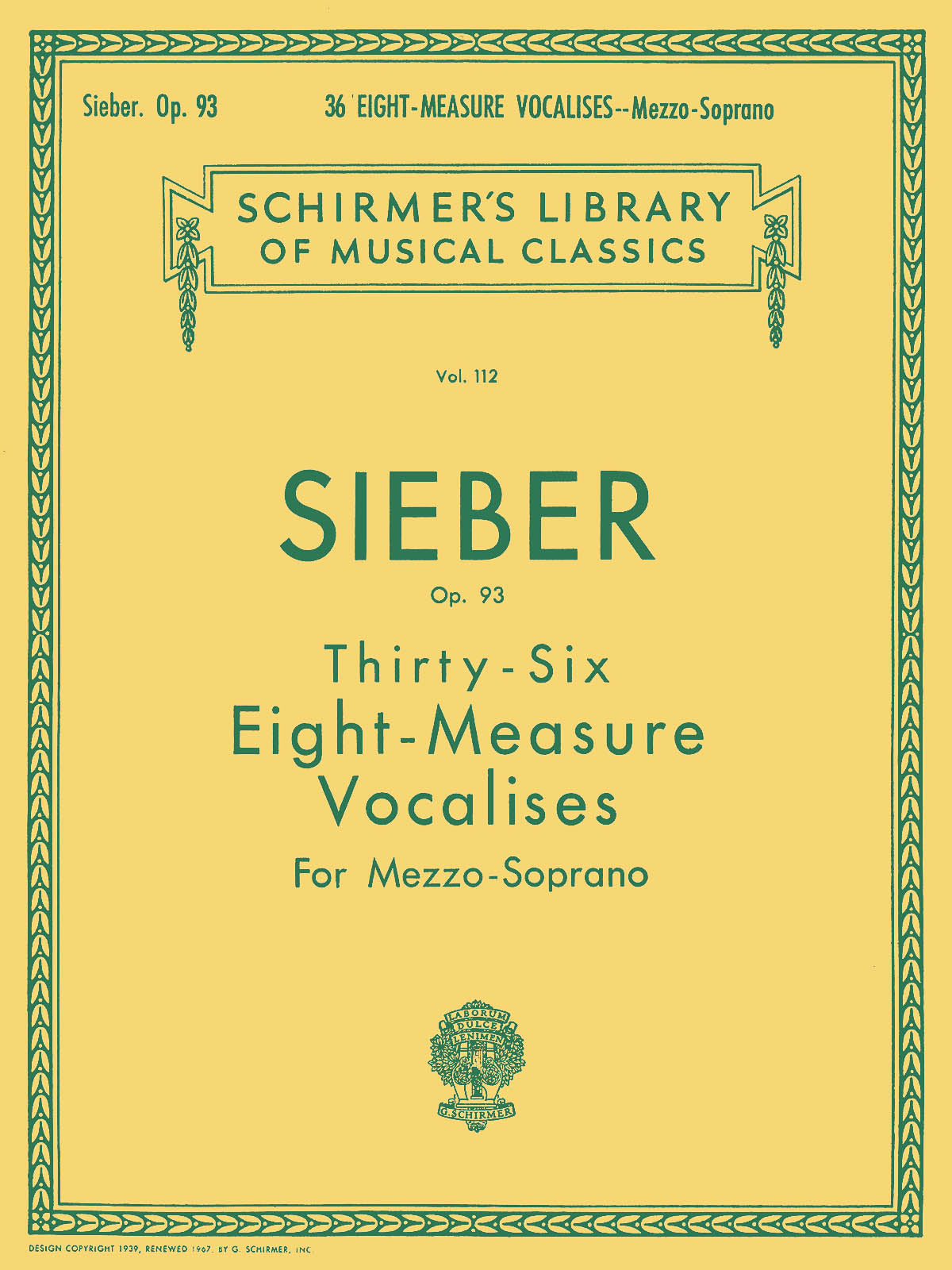 Sieber: 36 Eight-Measure Vocalises, Op. 93
