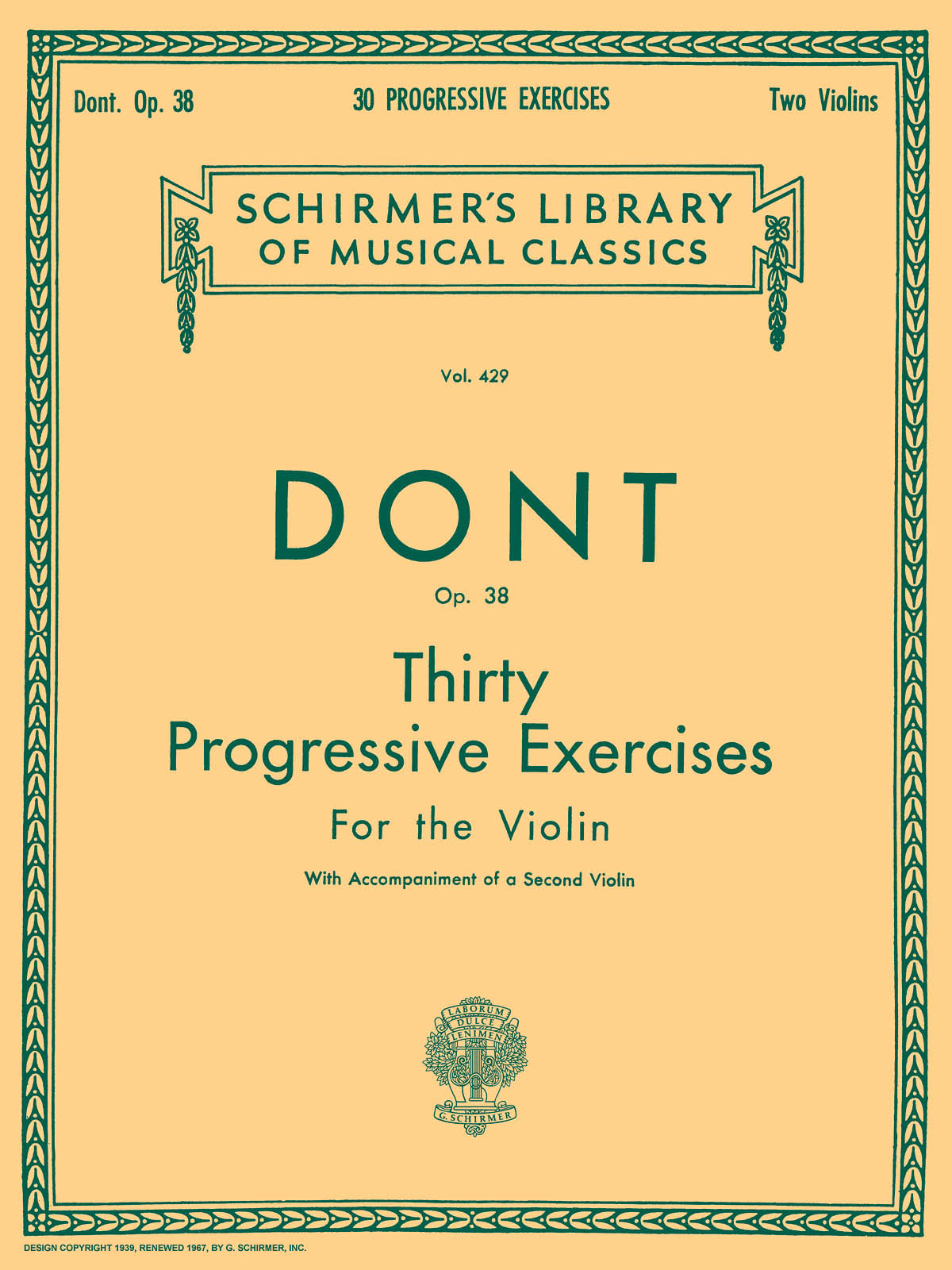 Dont: 30 Progressive Exercises, Op. 38
