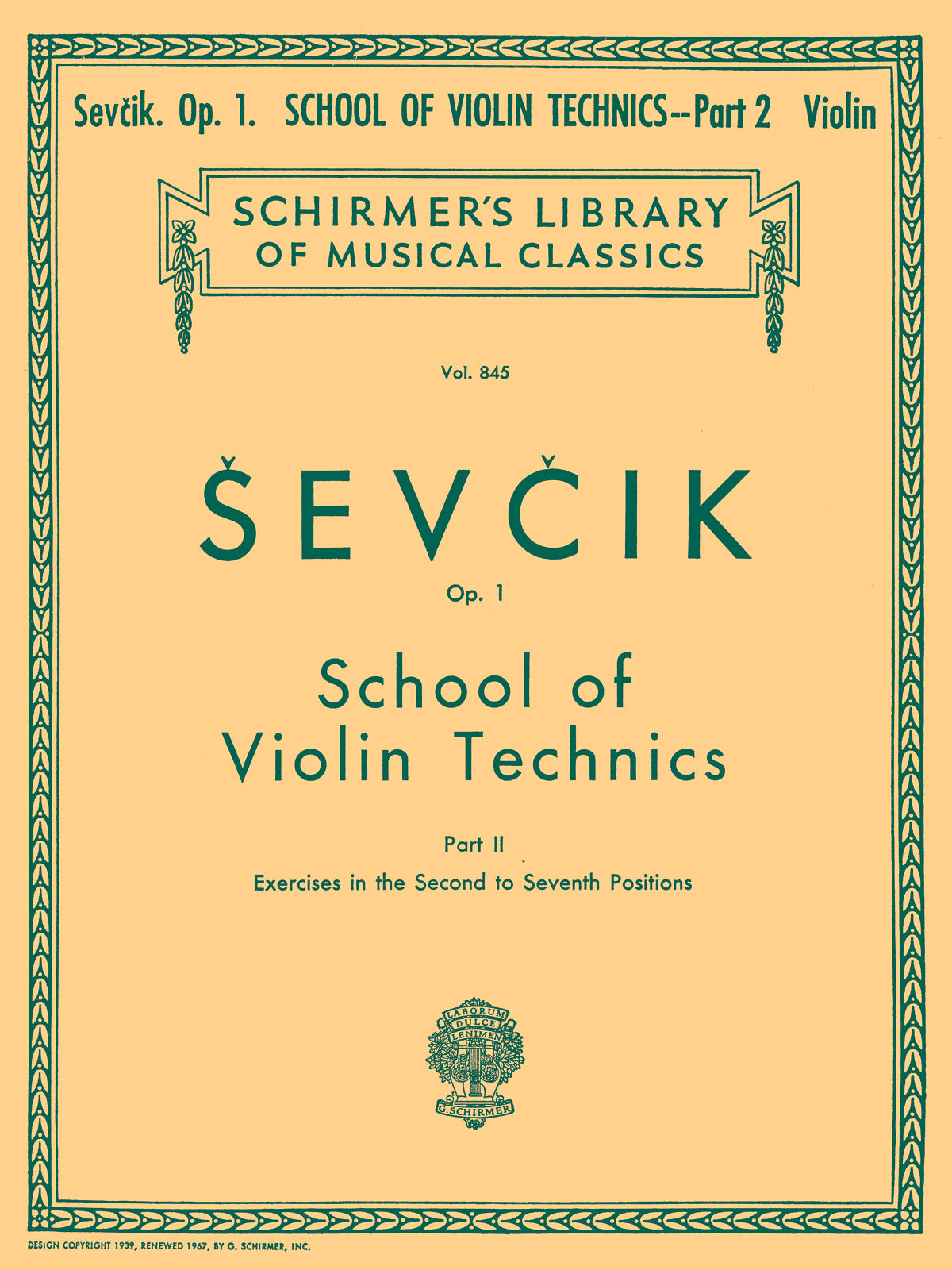 Sevcik: School of Violin Technics, Op. 1 - Book 2