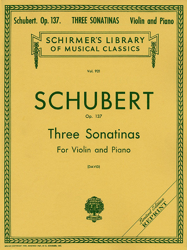 Schubert: Three Sonatinas, Op. 137