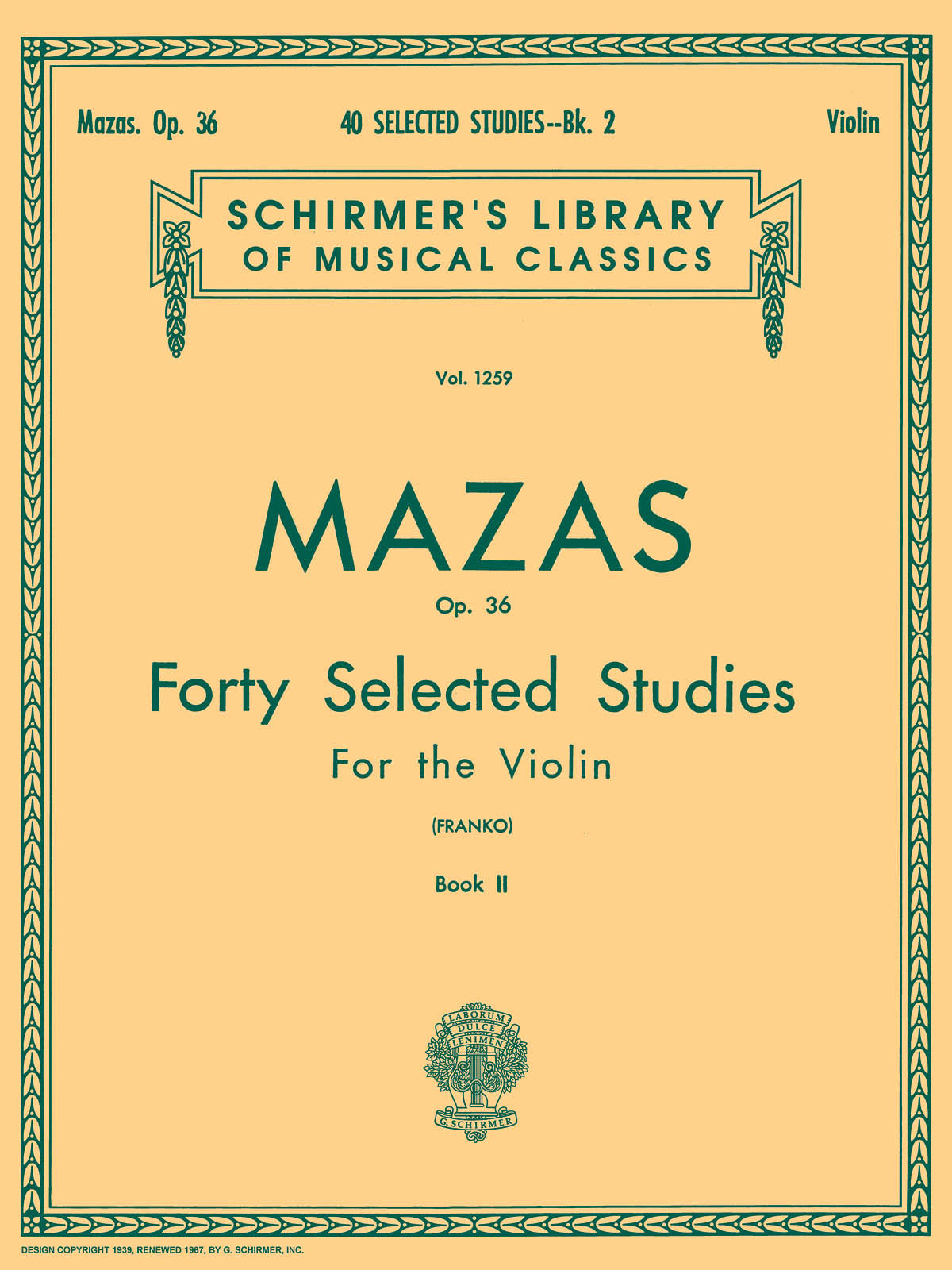Mazas: 40 Selected Studies, Op. 36 - Book 2
