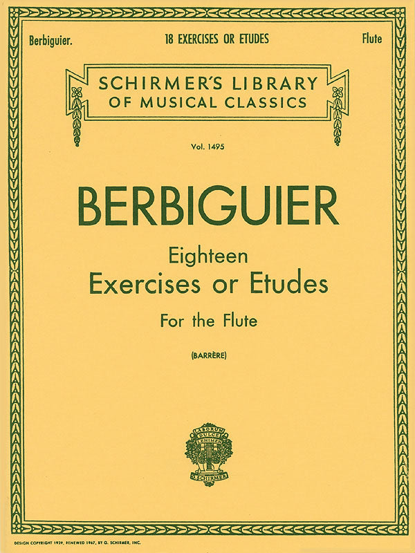 Berbiguier: Eighteen Exercises or Etudes