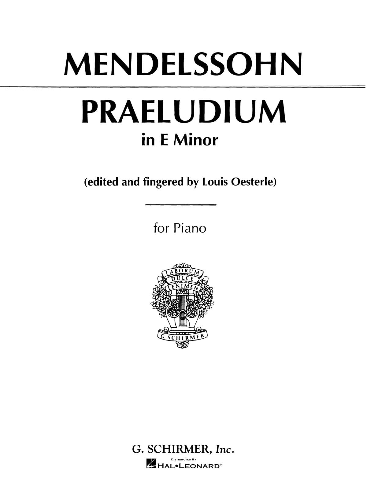Mendelssohn: Praeludium in E Minor