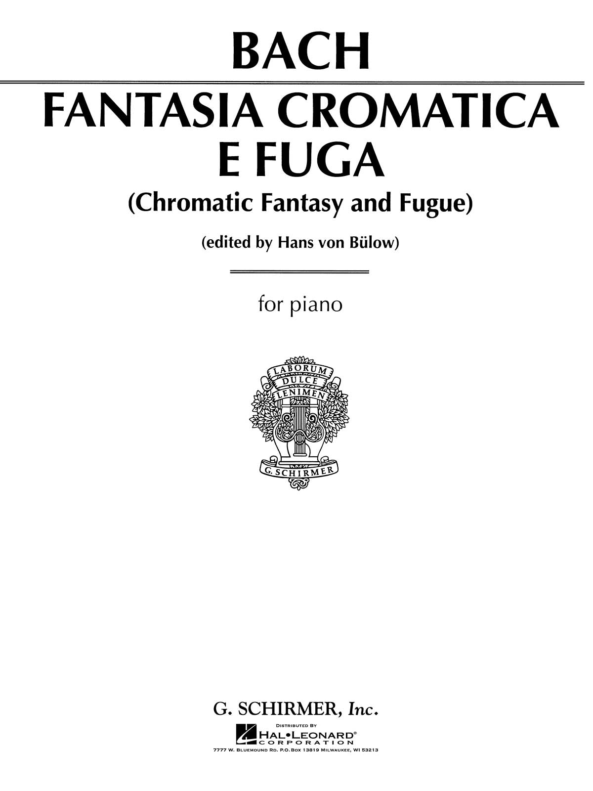 Bach: Chromatic Fantasy And Fugue