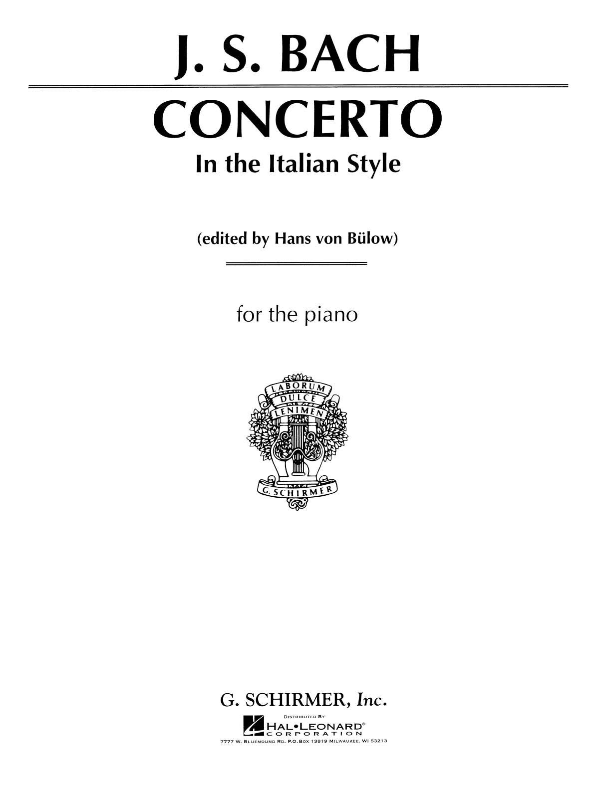 Bach: Concerto In The Italian Style