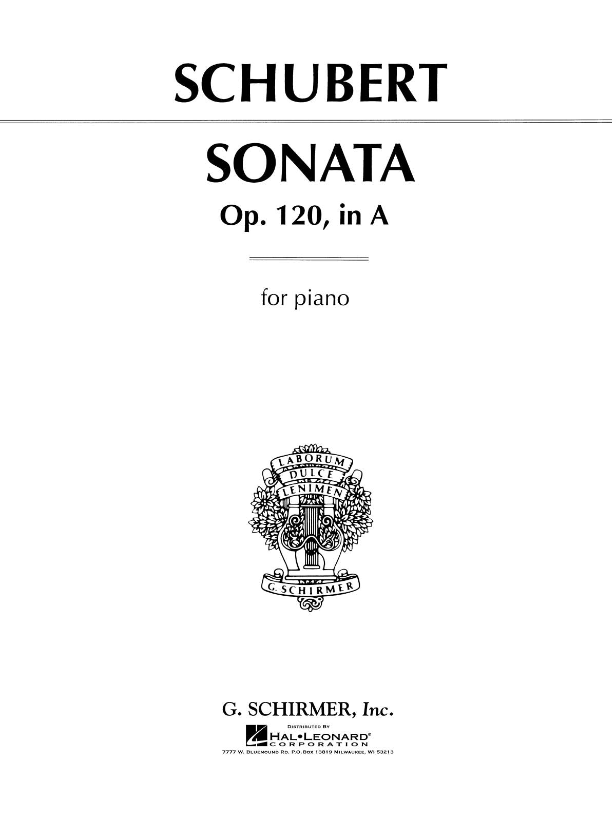 Schubert: Sonata, Op. 120 in A Major