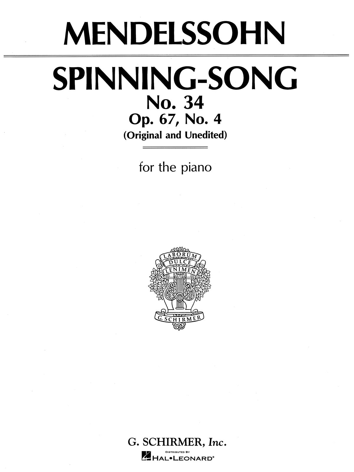 Mendelssohn: Spinning Song, Op. 67, No.34