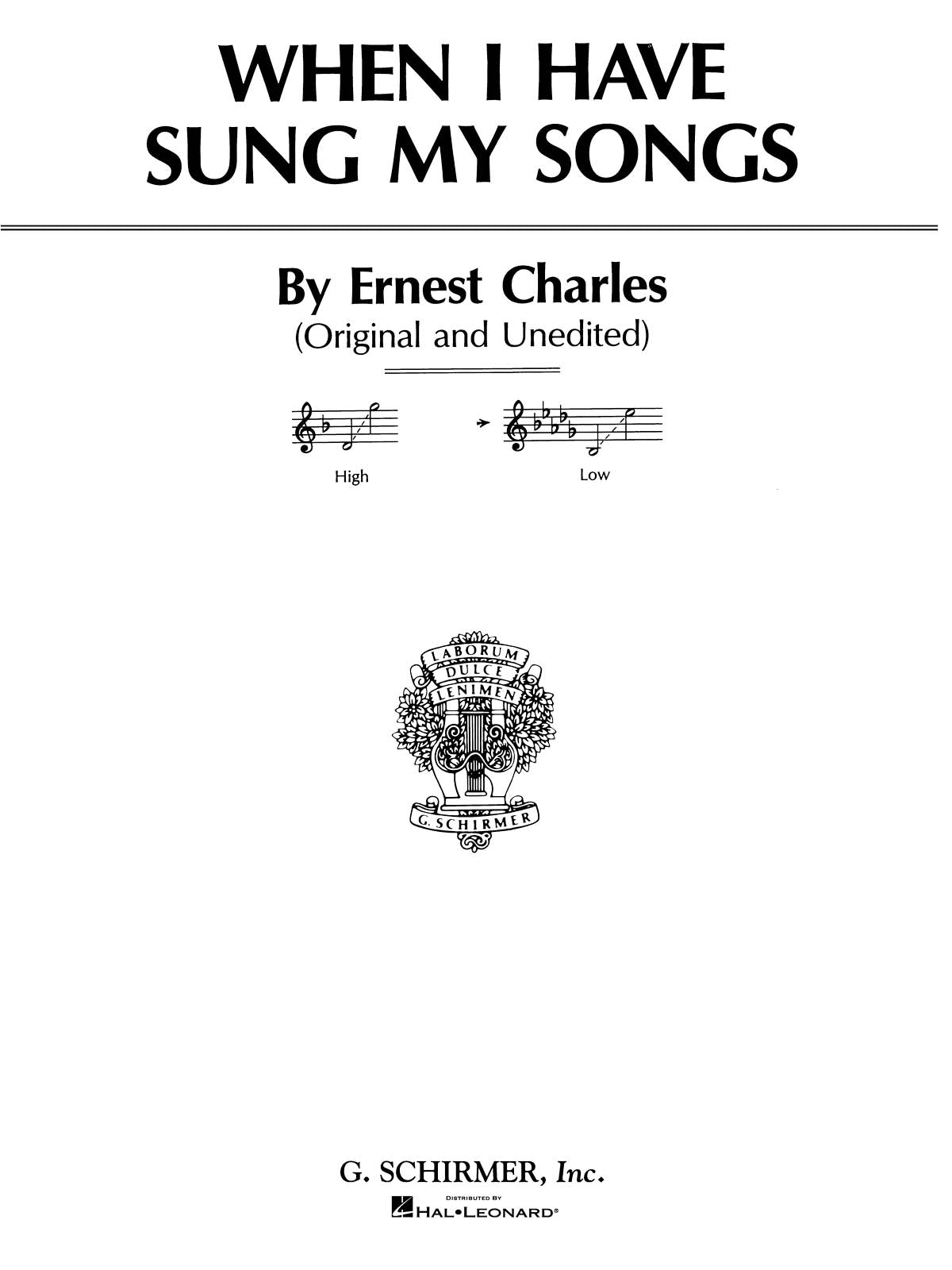 Charles: When I Have Sung My Songs