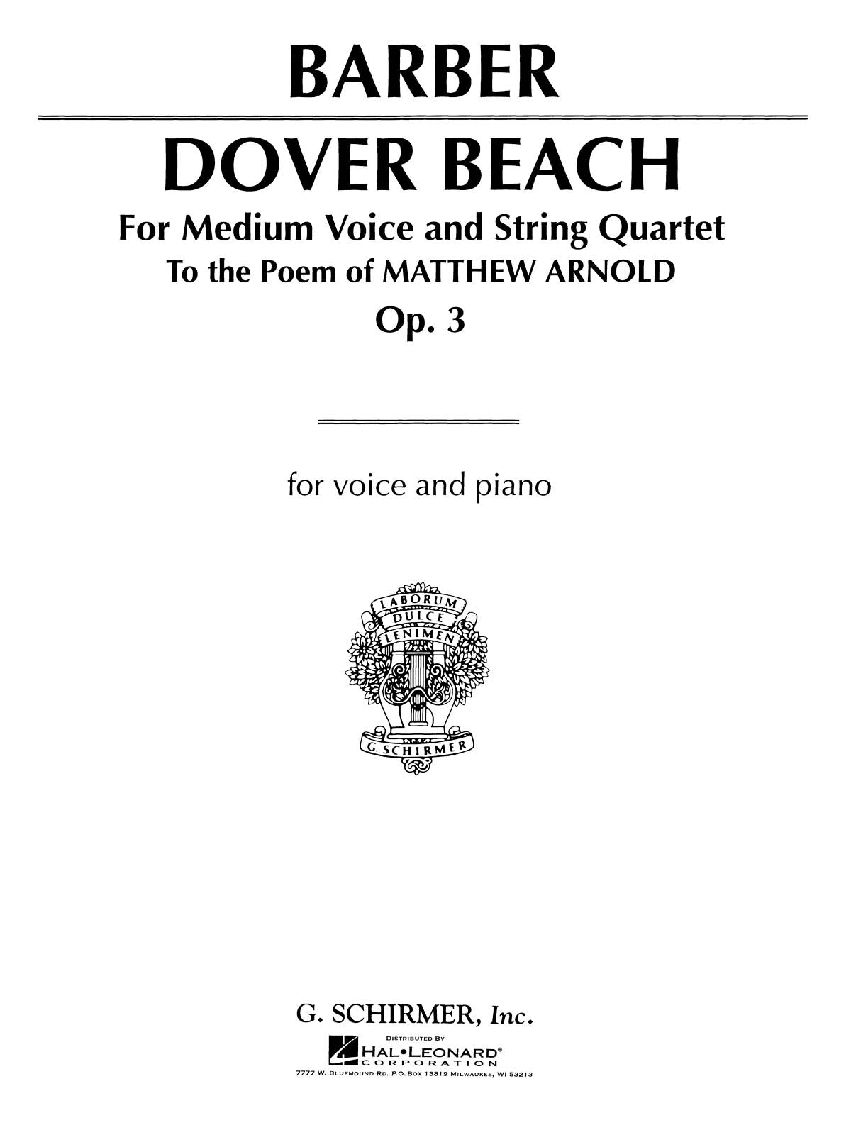 Barber: Dover Beach Op.3