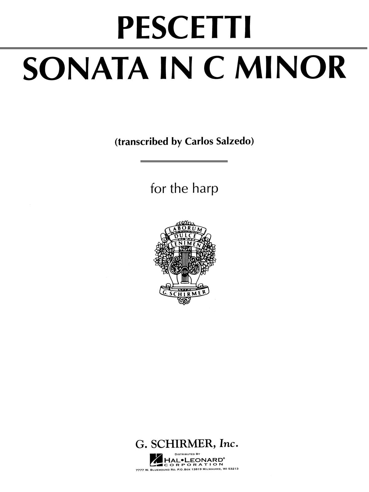 Pescetti: Sonata In C Minor For The Harp