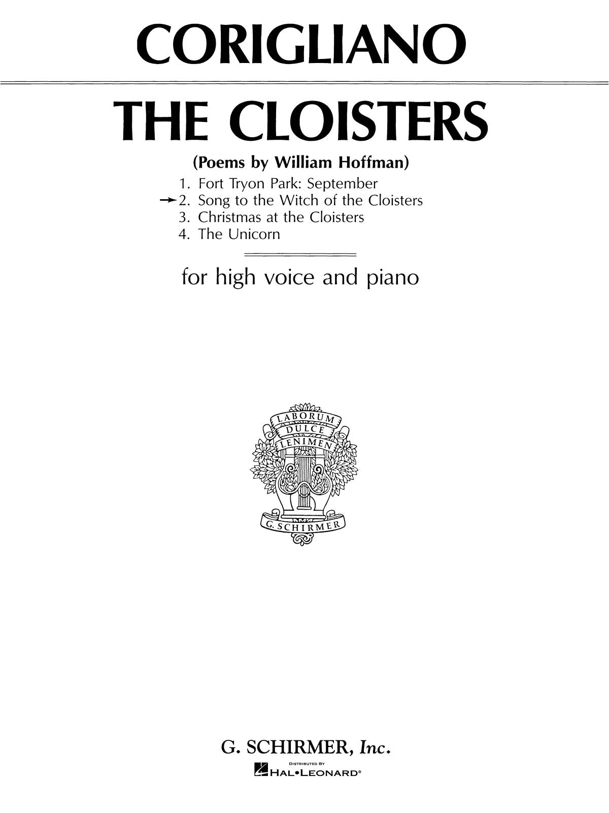 Corigliano: Song to the Witch of the Cloisters