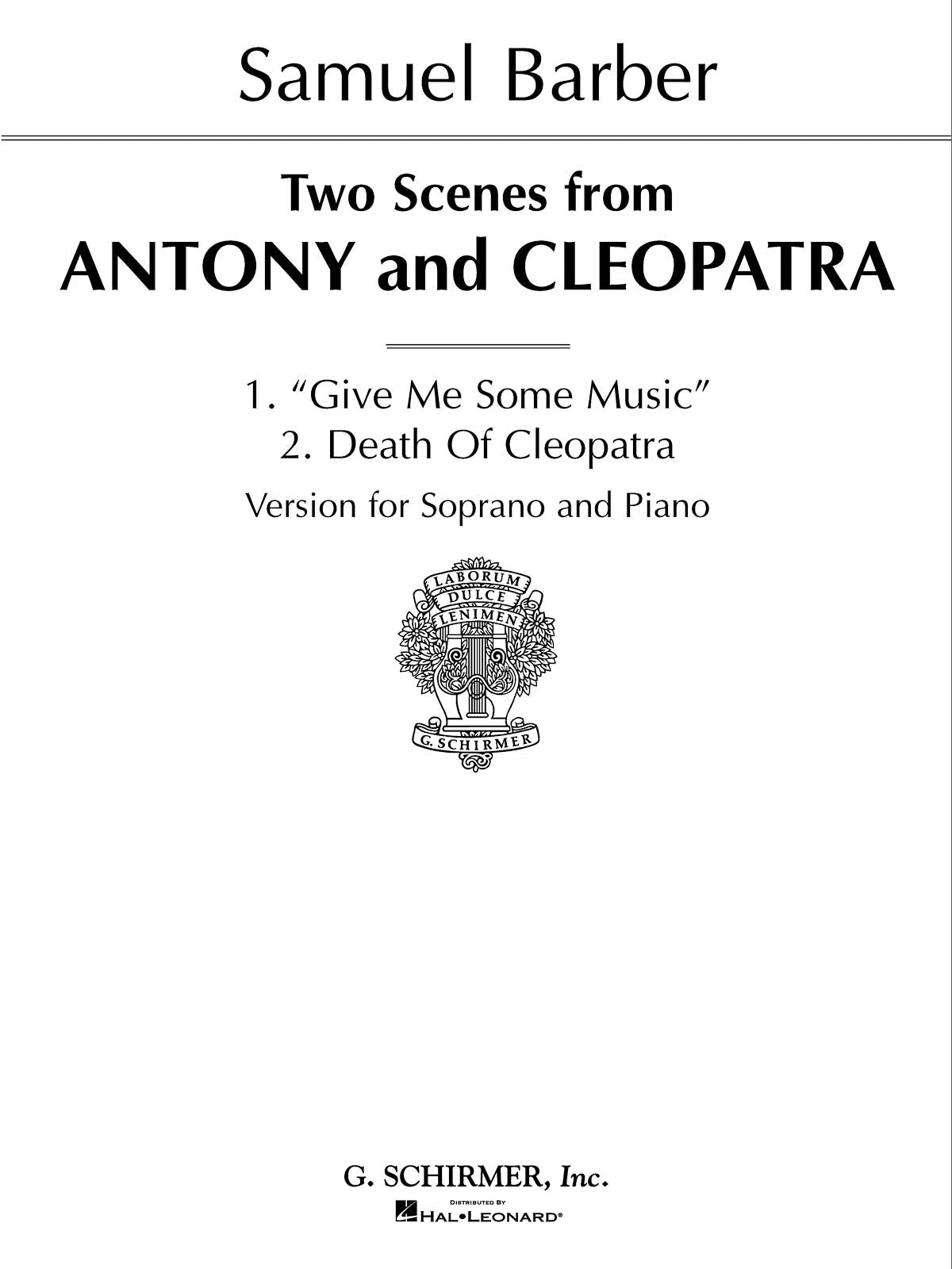 Barber: 2 Scenes from Antony and Cleopatra