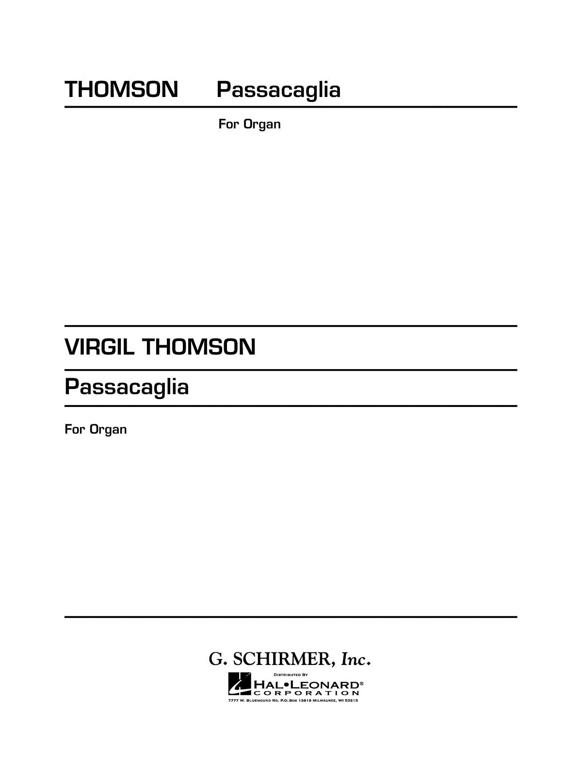 Thomson: Passacaglia
