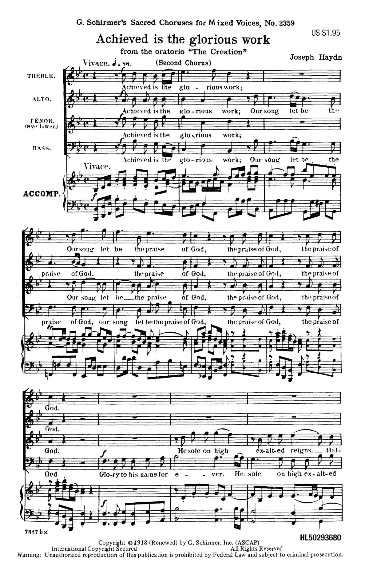 Haydn: Achieved Is The Glorious Work From The Creation
