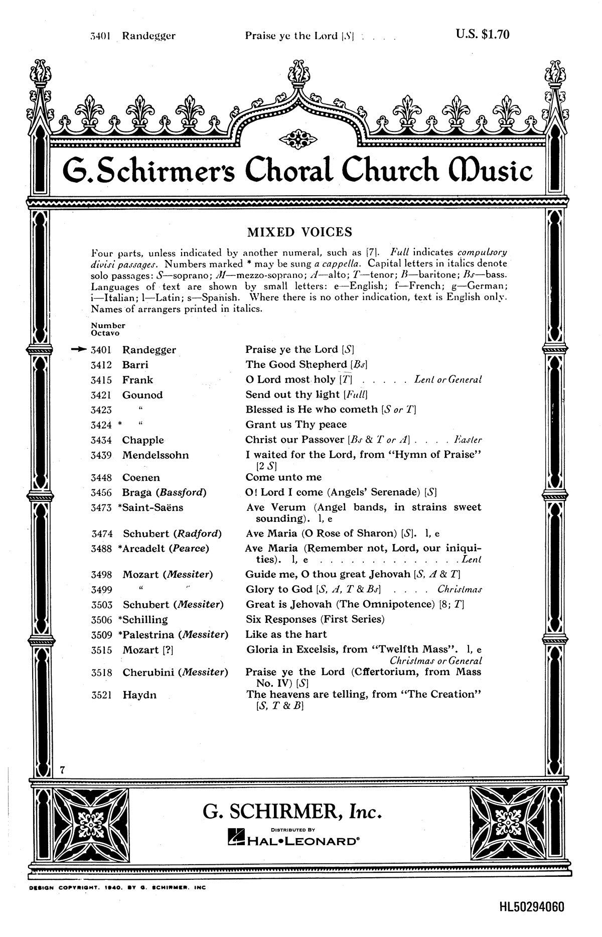 Randegger: Praise Ye the Lord (Psalm 150)