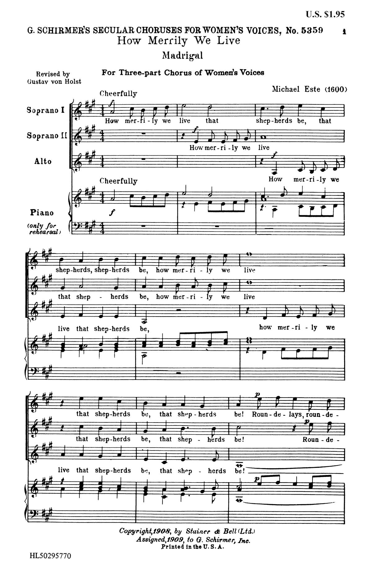 Este: How Merrily We Live A Cappella