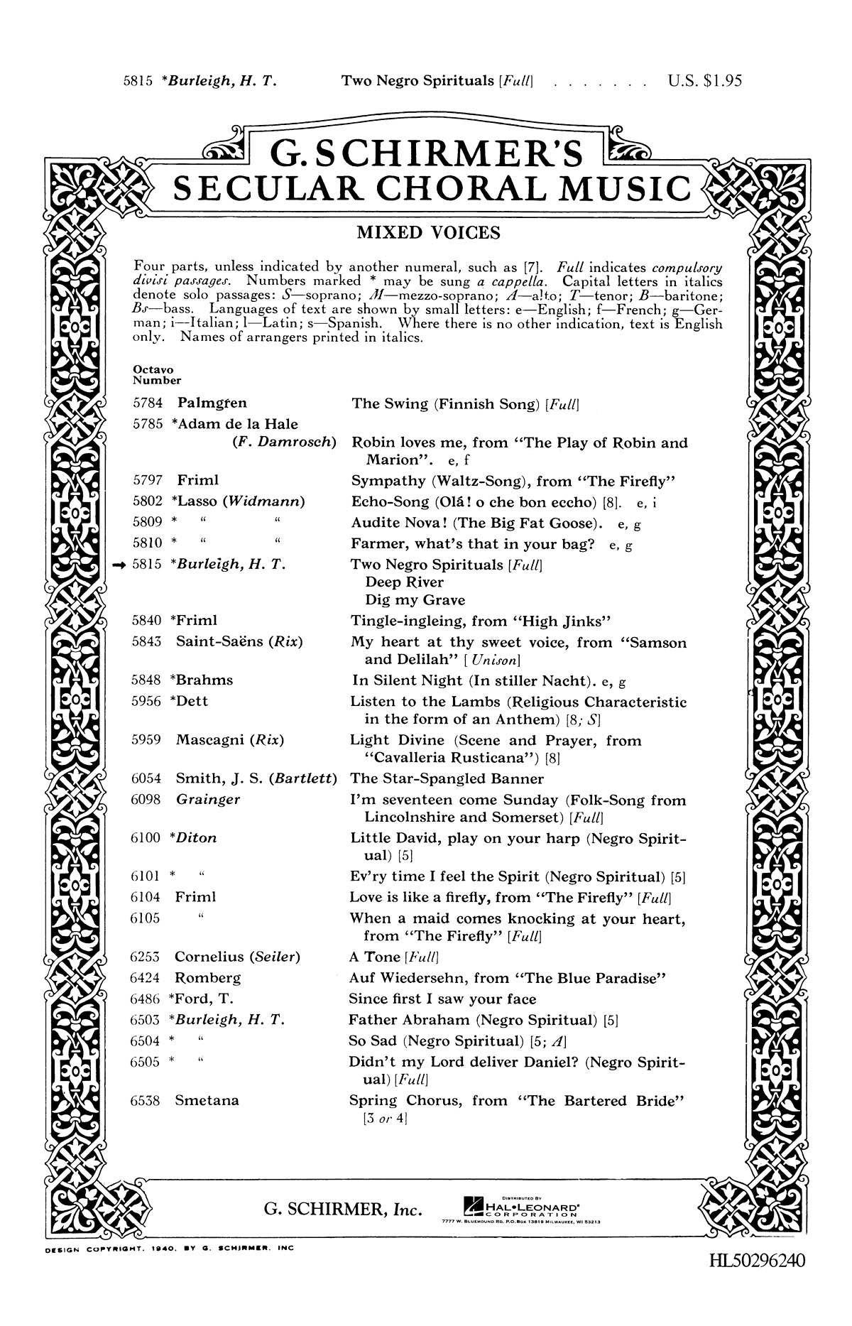 Traditional: Two Negro Spirituals Deep River & Dig My Grave