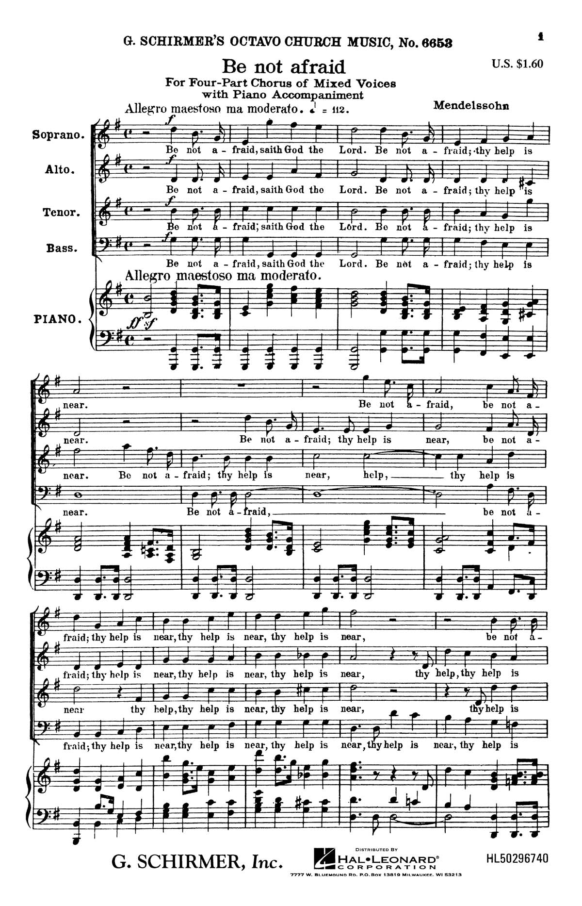 Bartholdy: Be Not Afraid