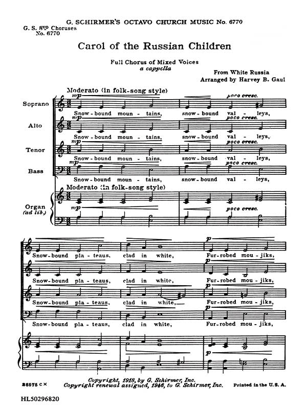 Song: Carol of Russian Chldren