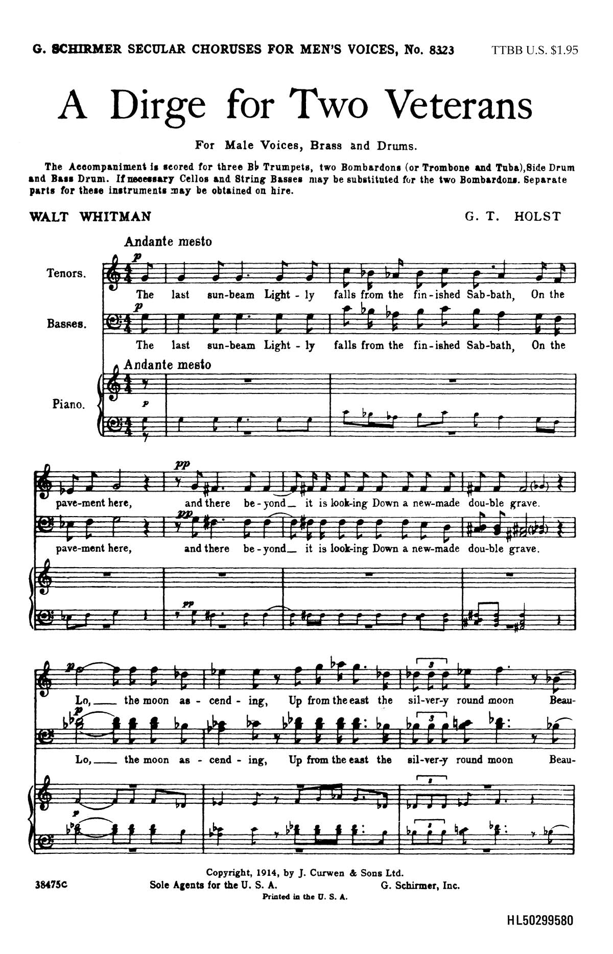 Holst: Dirge For Two Veterans With Brass And Drums