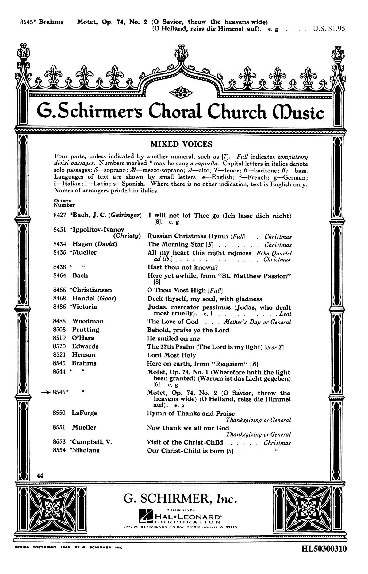 Brahms: O Saviour, Throw The Heavens Wide