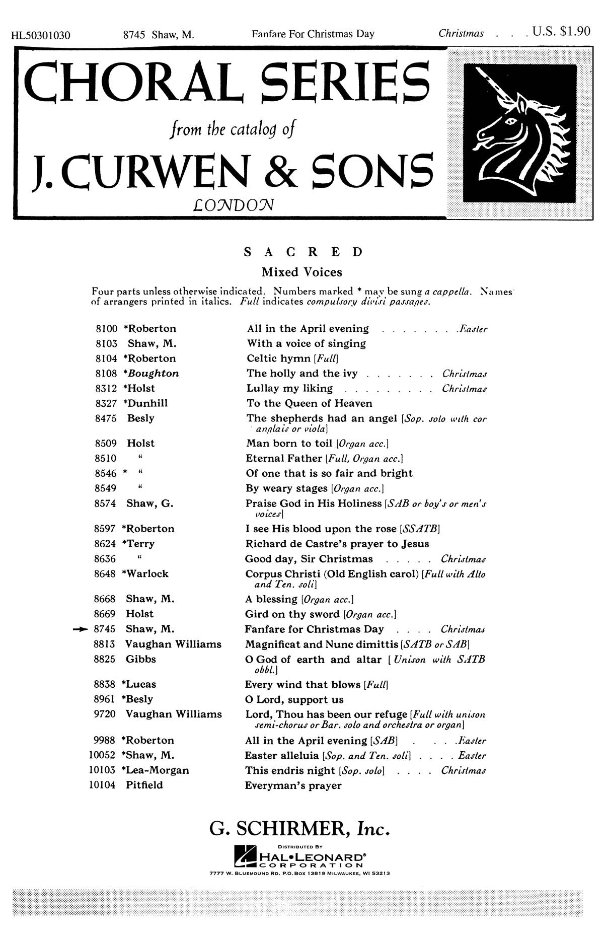 Shaw: Fanfare For Christmas Day Gloria In Excelsis Deo