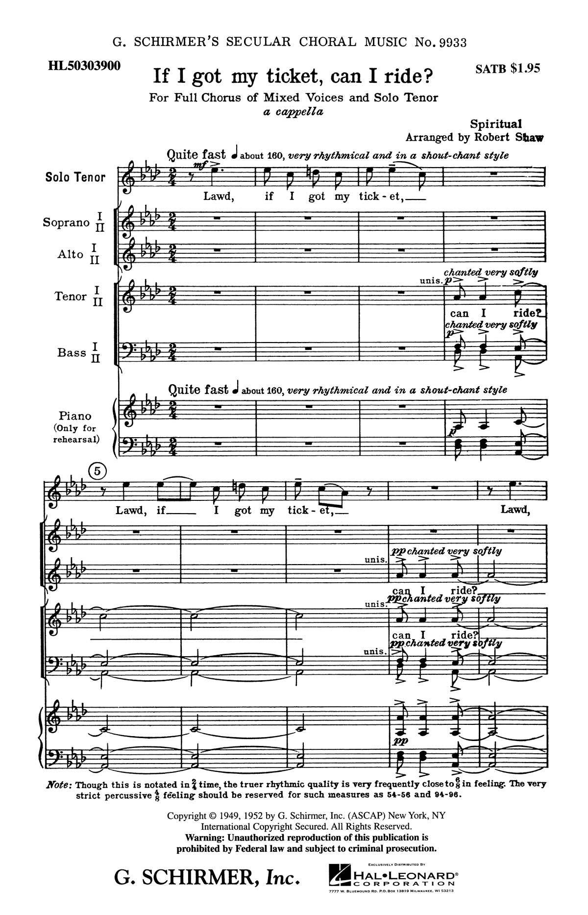 Traditional: If I Got My Ticket Can I Ride With Tenor Solo