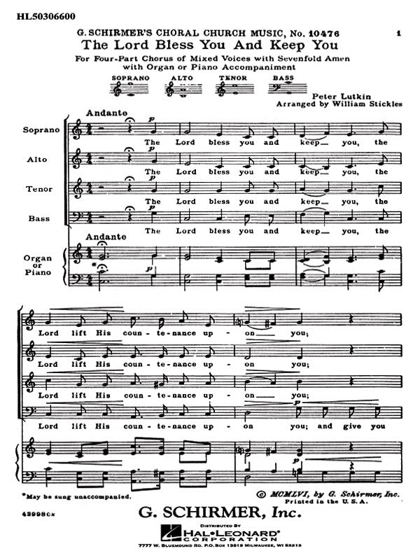 Lutkin: The Lord Bless You and Keep You (with 7-Fold Amen)