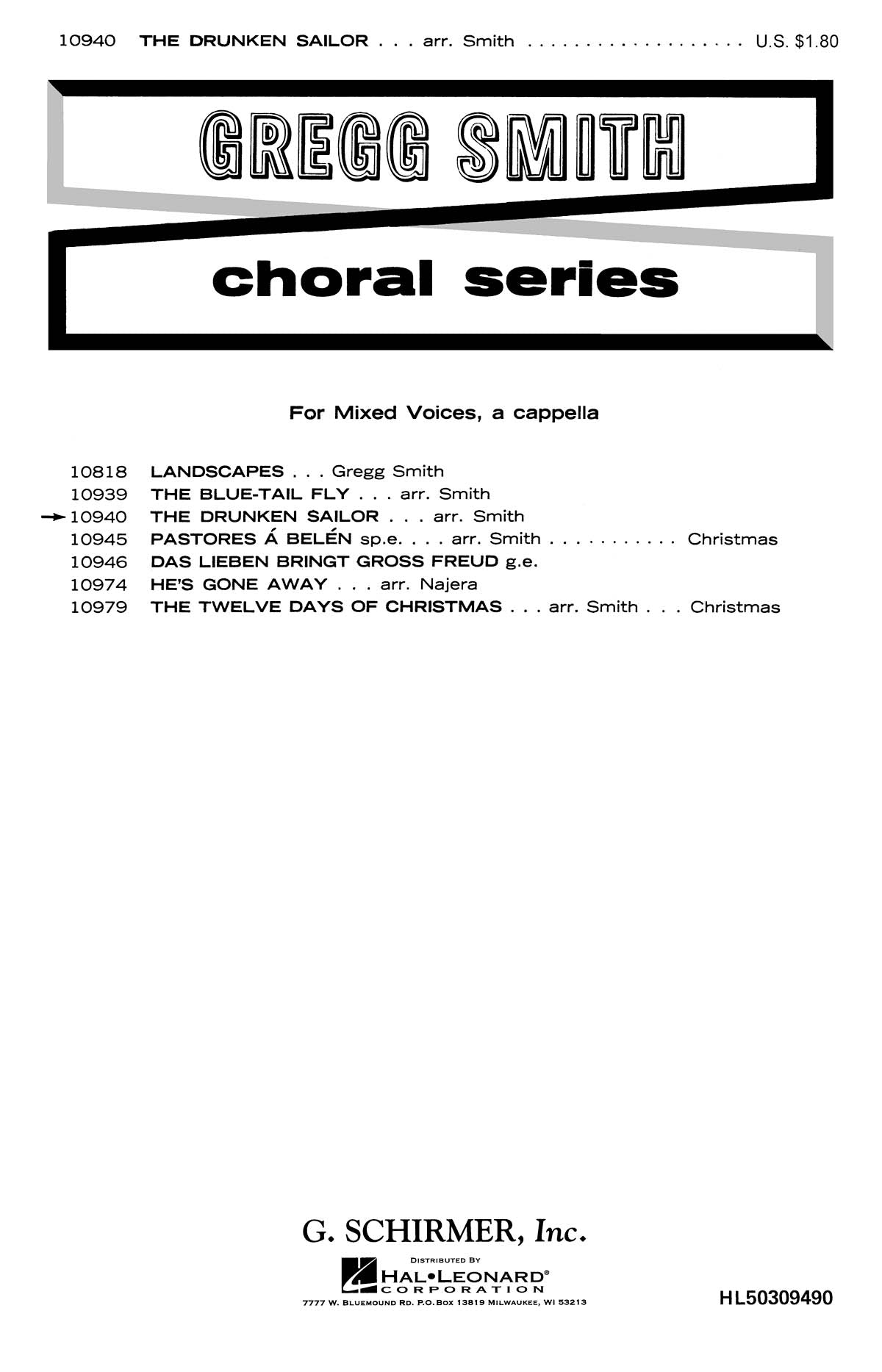 Chanty: Drunken Sailor, The SATB/A Cappella