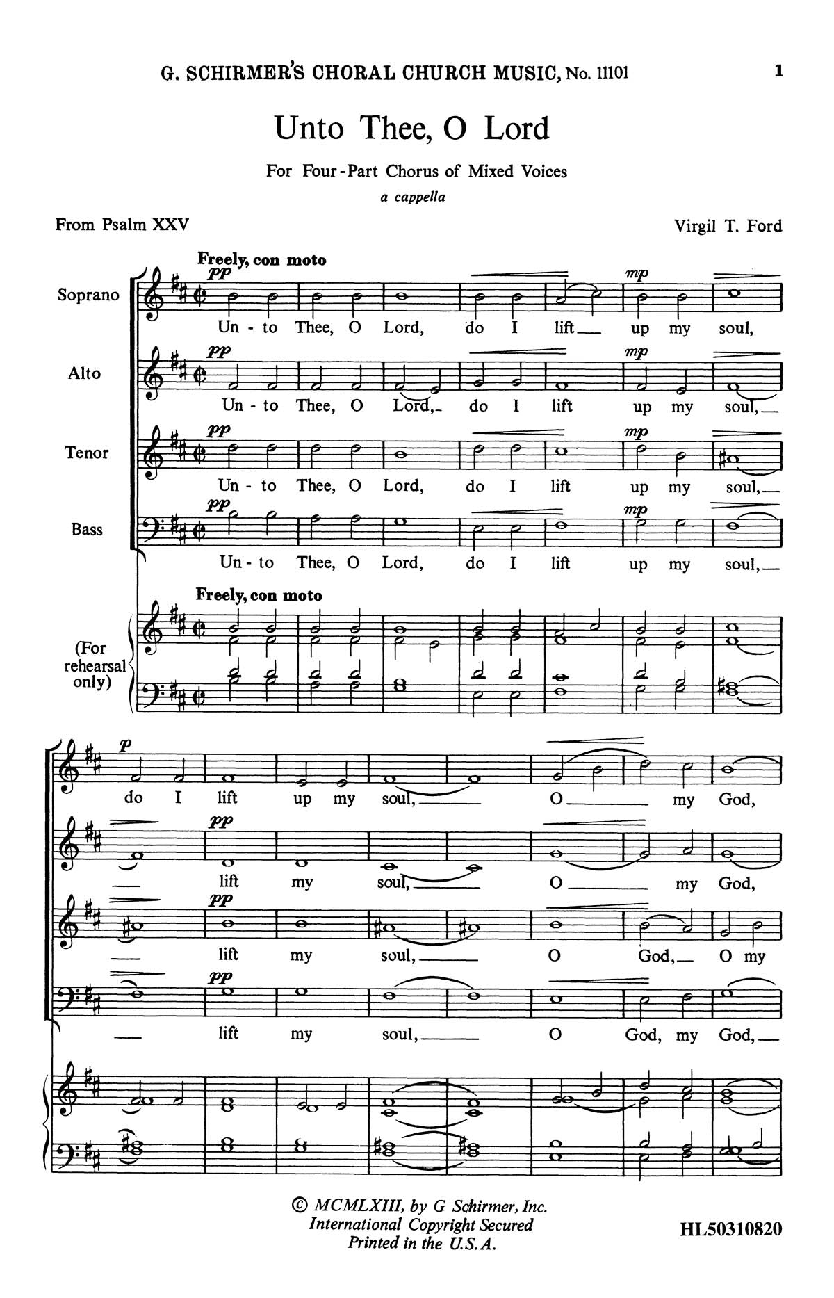 Ford: Unto Thee O Lord From Psalm 24 A Cappella