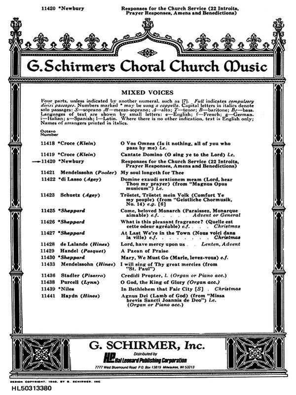 Newbury: Responses For Church Services
