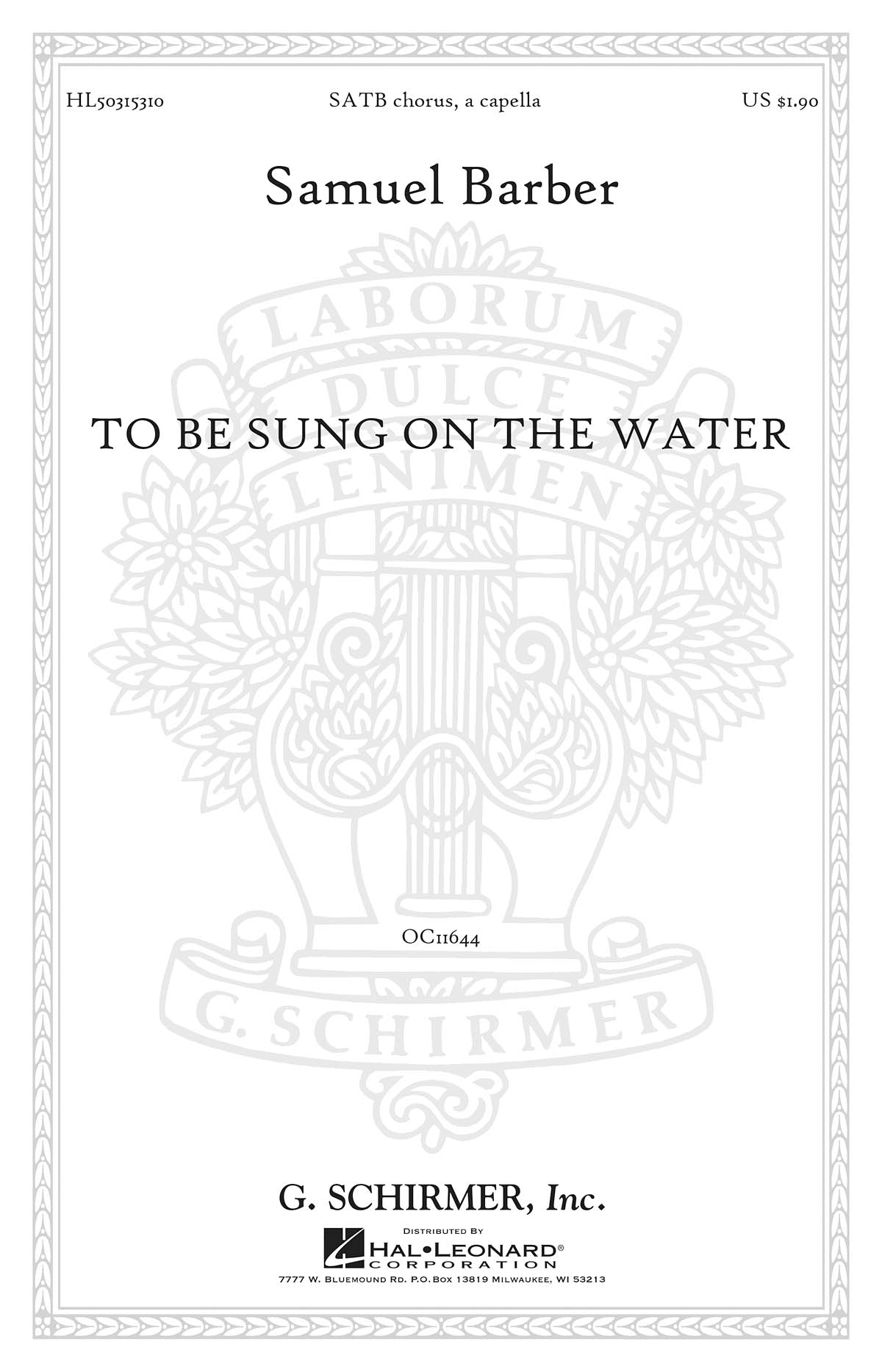 Barber: To Be Sung on the Water Op. 42, No. 2