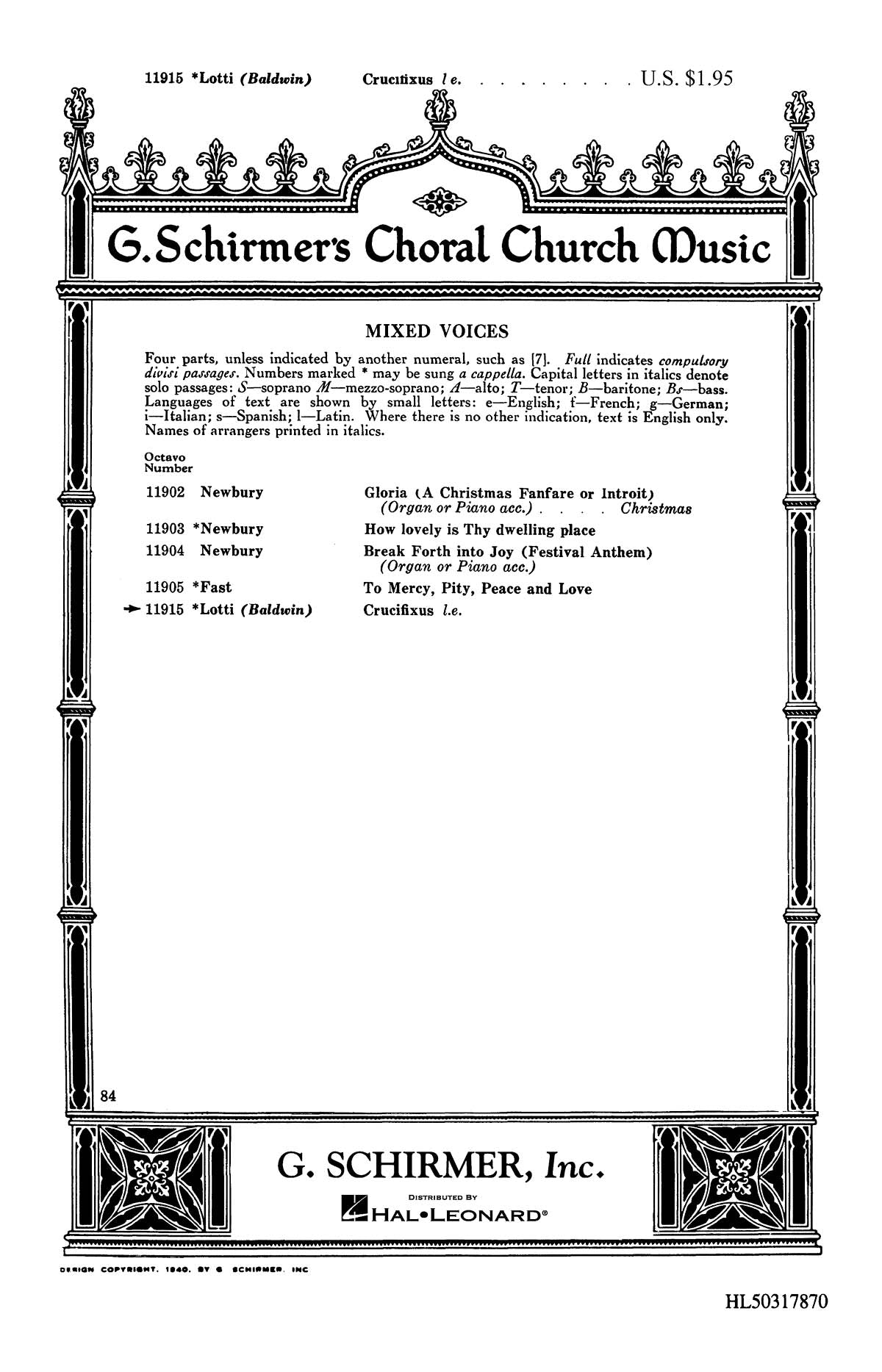 Lotti: Crucifixus (Easter)