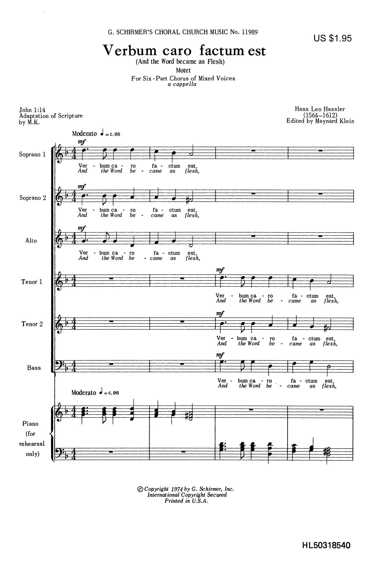Hassler: Verbum Caro Factum Est