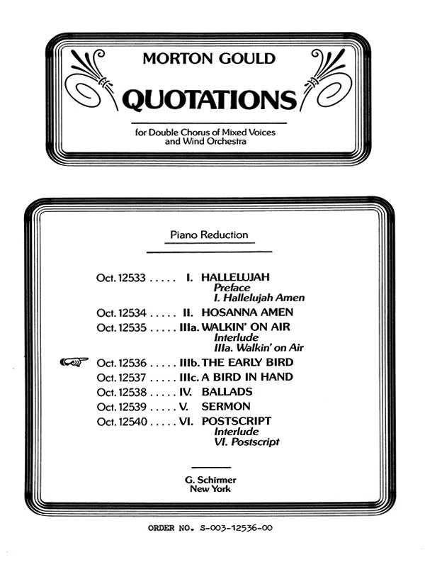 Gould: Early Bird From Quotations With Orchestra