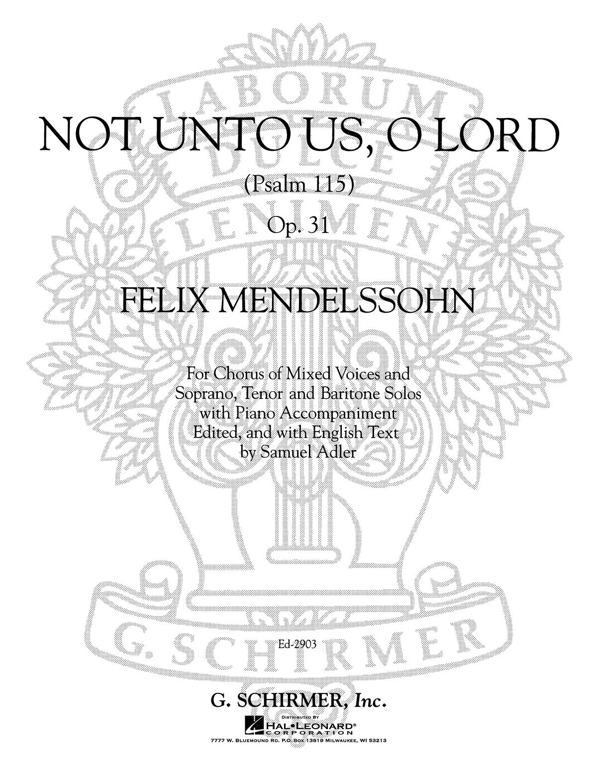 Bartholdy: Not Unto Us O Lord Psalm 115