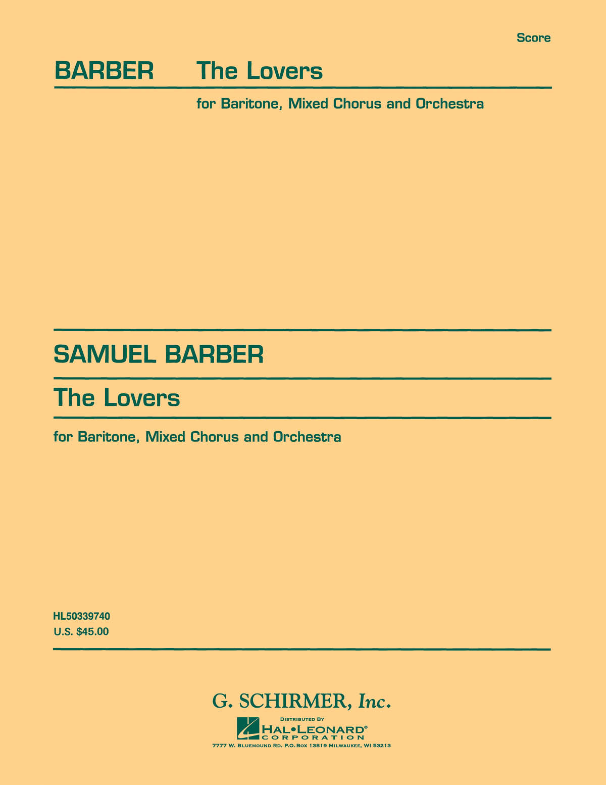 Barber: The Lovers, Op. 43