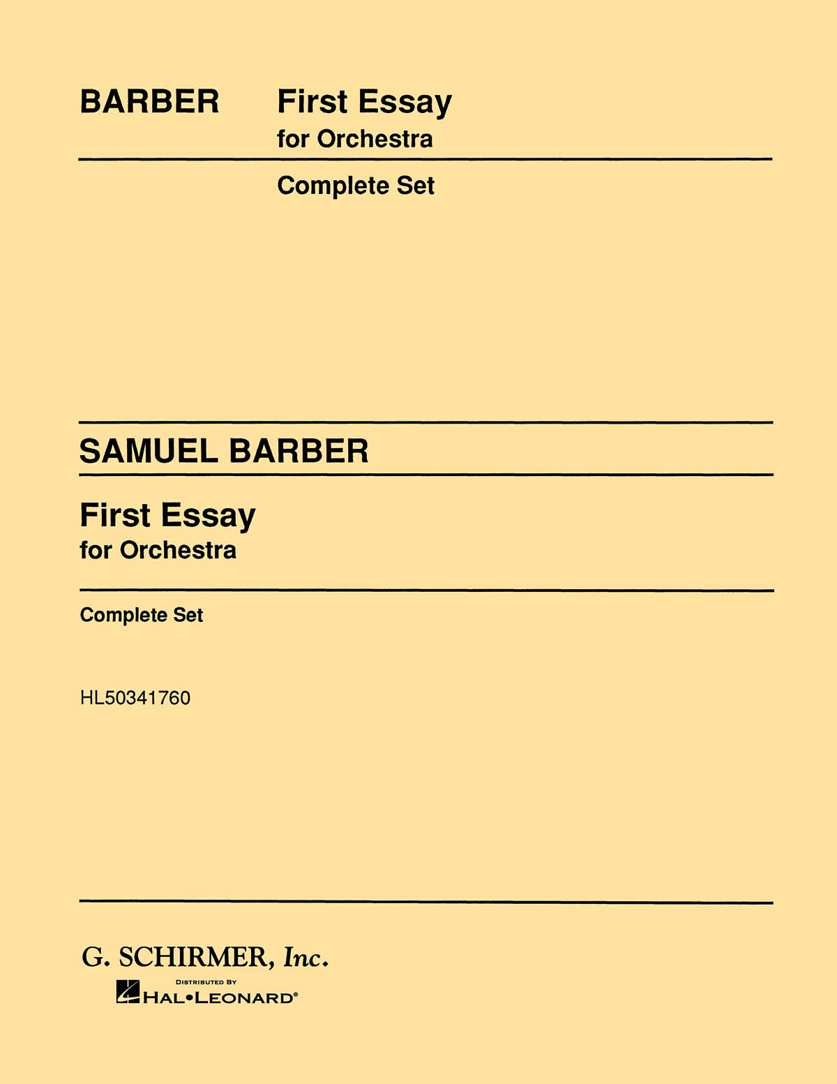 Barber: First Essay for Orchestra