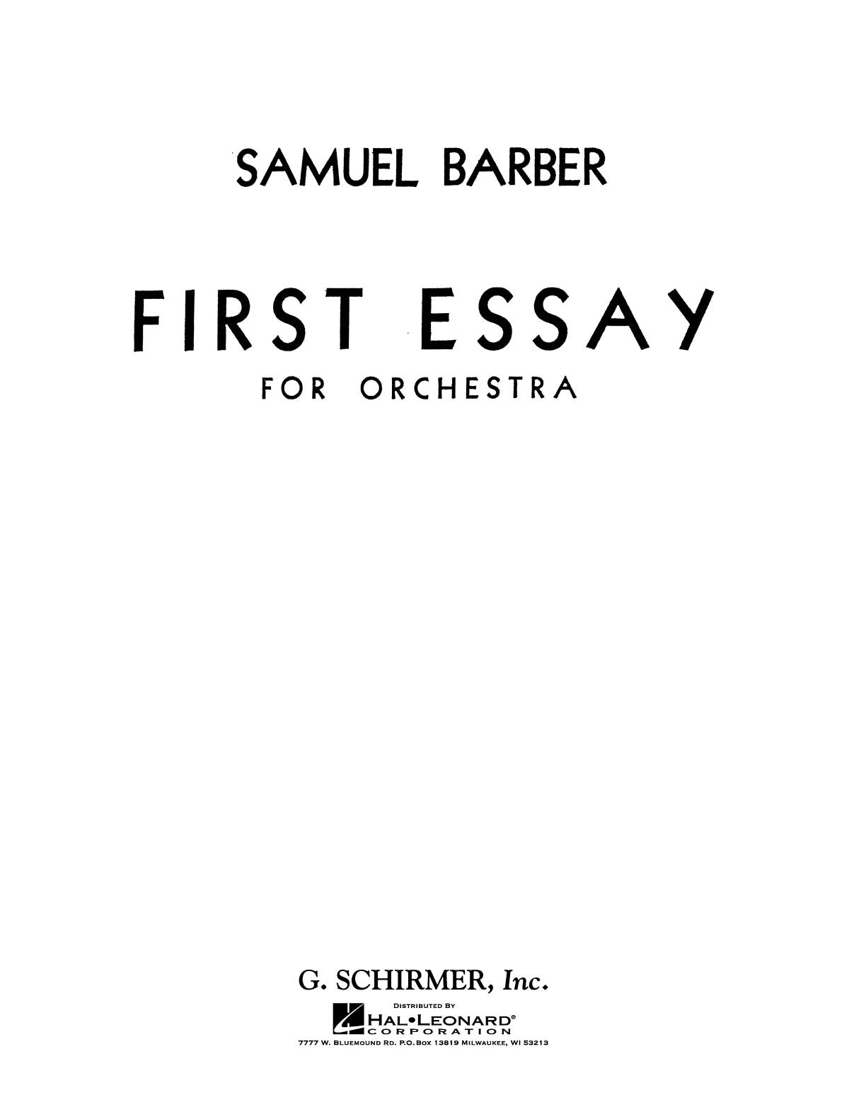 Barber: First Essay For Orchestra Op.12