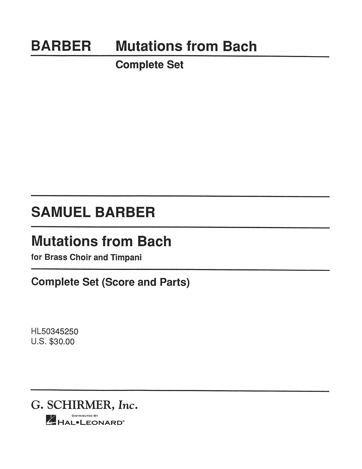Barber: Mutations from Bach