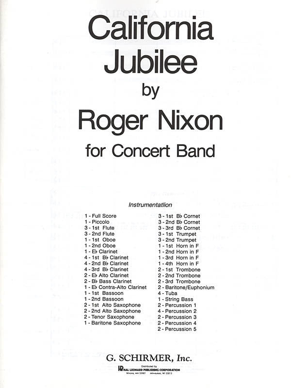Nixon: California Jubilee Band Score
