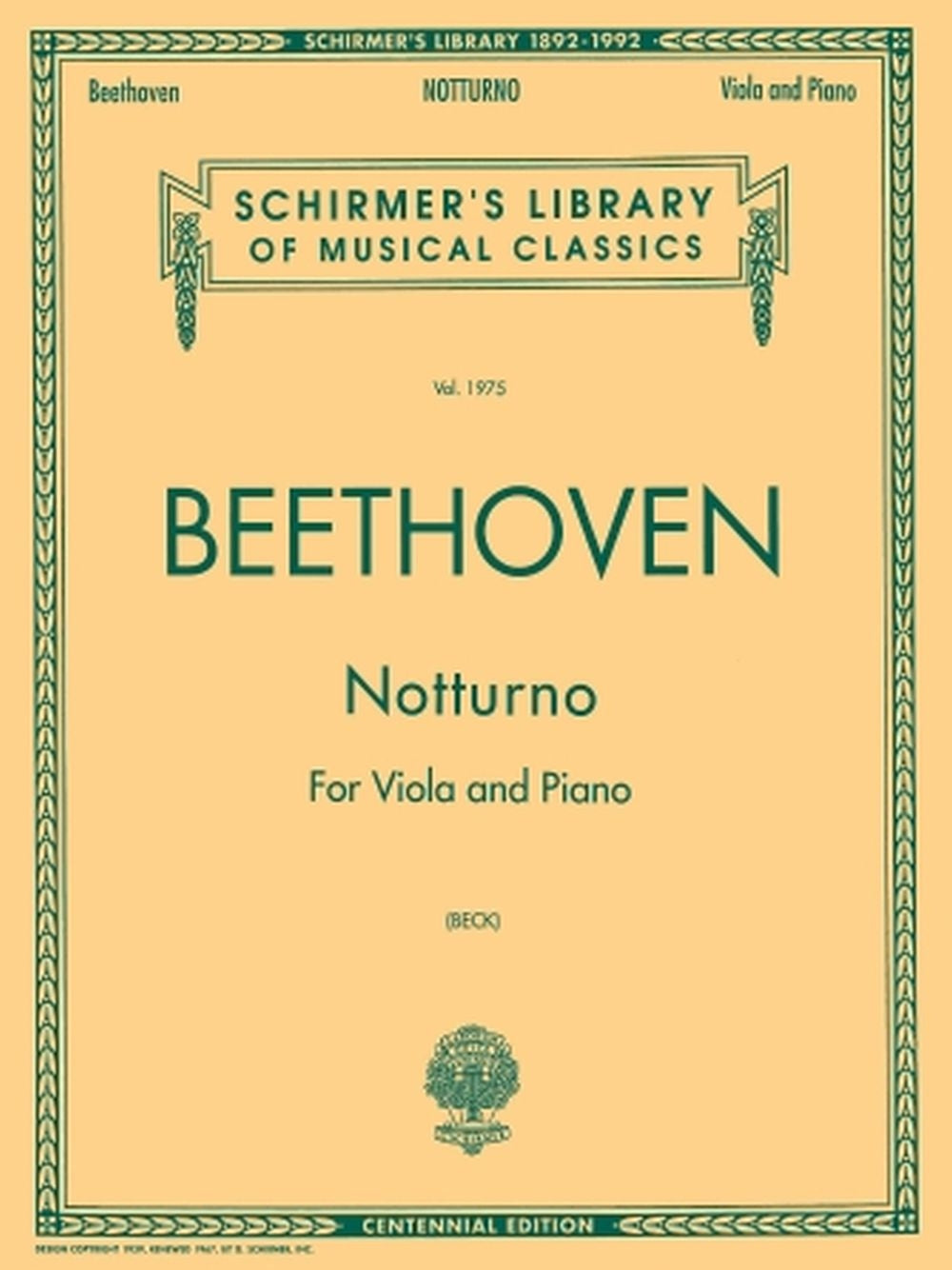 Beethoven: Notturno For Viola And Piano Centennial Edition