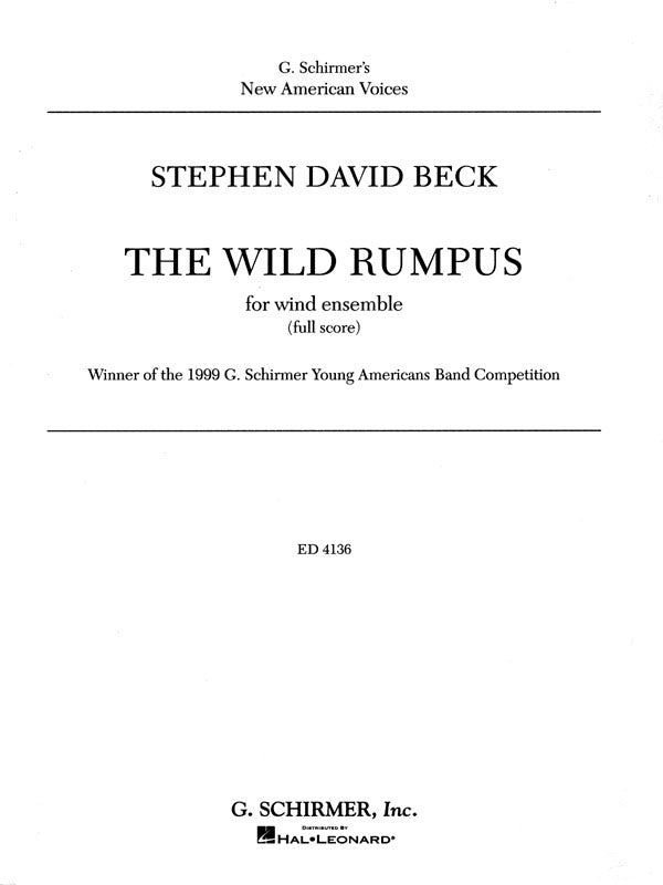 The Wild Rumpus Cb Score Concert Band
